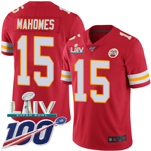 Kansas City Chiefs Nike #15 Patrick Mahomes Red Super Bowl LIV 2020 Team Color Men Stitched NFL 100th Season Vapor Untouchable Limited Jersey->youth nfl jersey->Youth Jersey